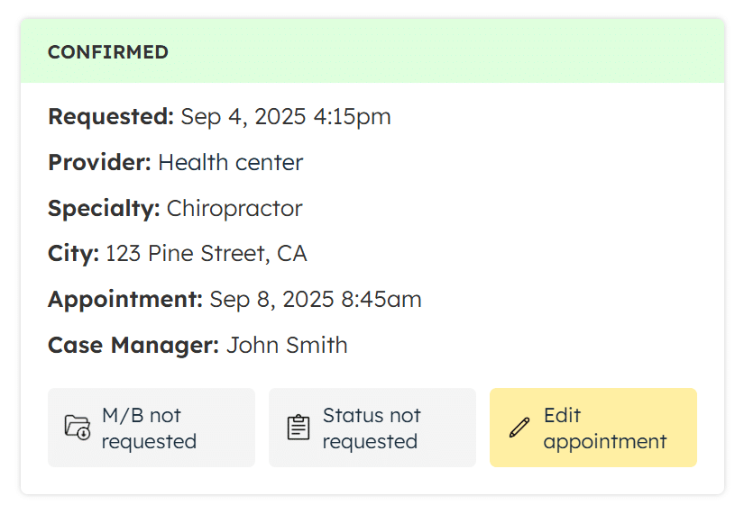 confirmed appointment example