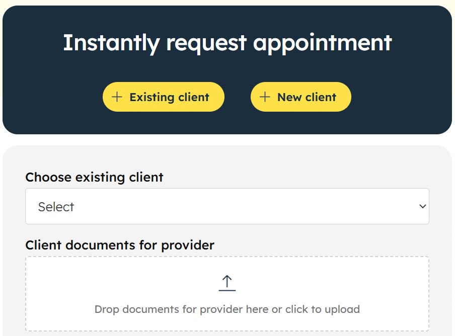 Instantly request appointment